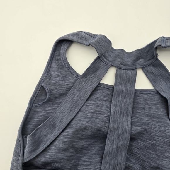 Alphalete Sports Bra Womens Small Blue Trinity Heathered Scoop Cut Out Strappy - Picture 6 of 10